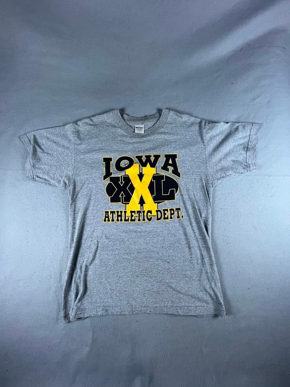 Vintage 90s Murina Iowa Hawkeyes Athletic Dept T-Shirt Mens L Gray Made in USA